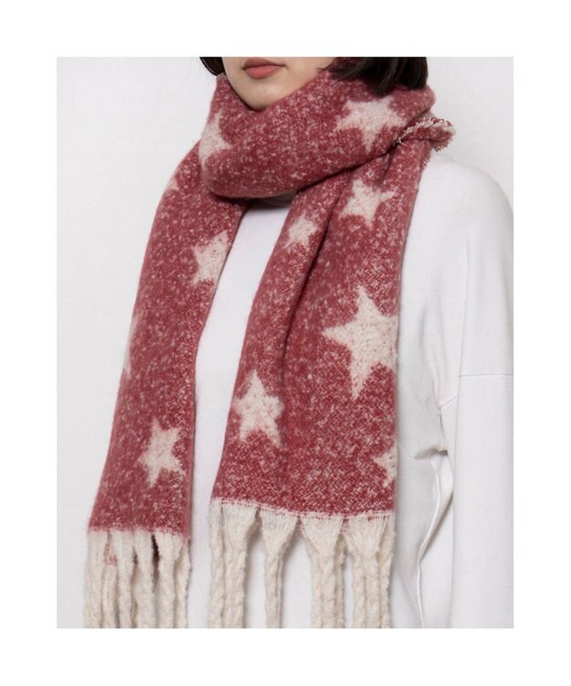 UNBILLION カシュネ cache nez / リサイクルポリ星柄ジャカードストール レッド