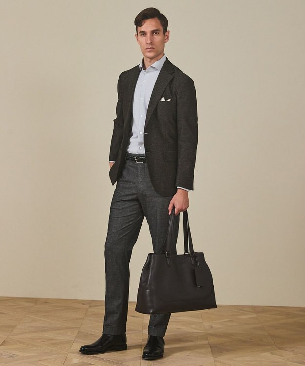 GOTAIRIKU 【シワになりにくい/ストレッチ/洗える】ウールライク シャツ_カッタウェイカラー スカイブルー系