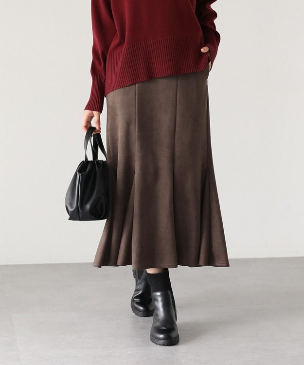 Green Parks なめらかタッチスウェード調マーメイドスカート Charcoal Gray