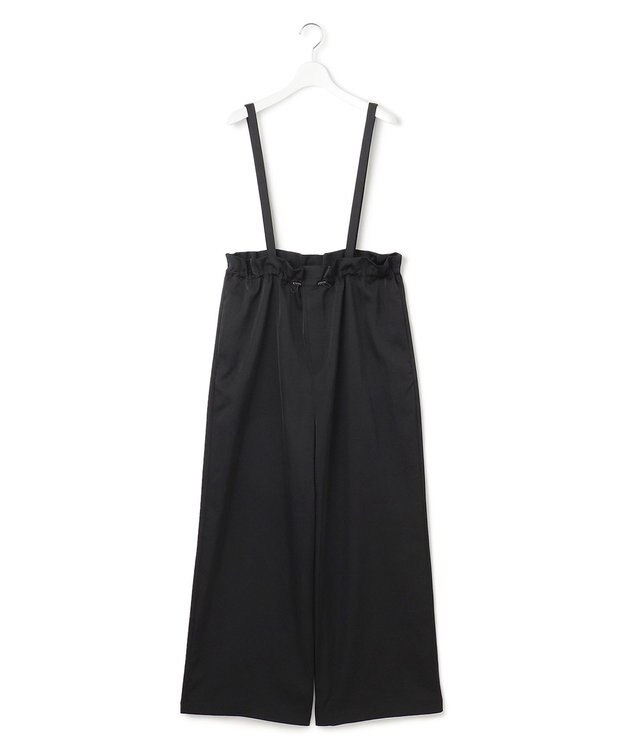 23区 【接触冷感/洗える】ヴィンテージソフトサテン サスペンダー パンツ ブラック系