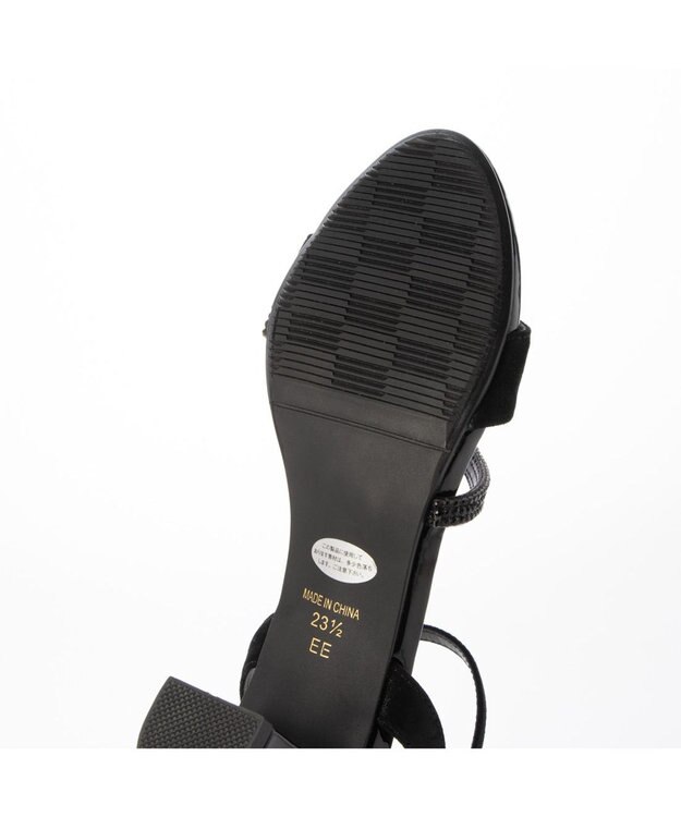 Riz raffinee <Riz raffinee>ラインストーンデザインサンダル ブラックメタリック