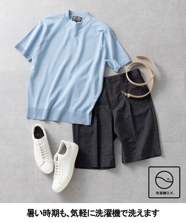 GOTAIRIKU 毎日の仕事着に【洗濯機可】テーラード DRESS BIZ ニットポロ ネイビー系