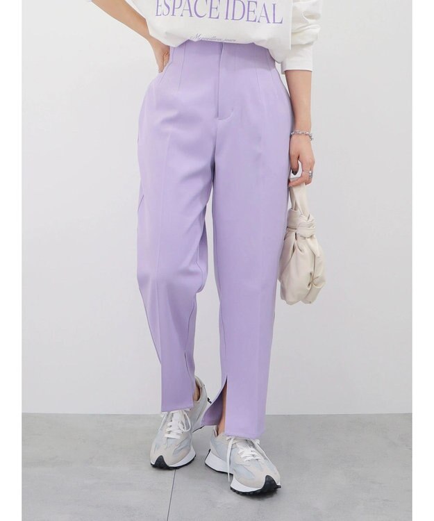 Green Parks 裾スリット／選べる美脚みえパンツ Lavender