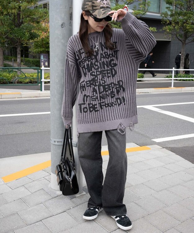 WEGO クラッシュリブBIGニットプルオーバー スミクロ