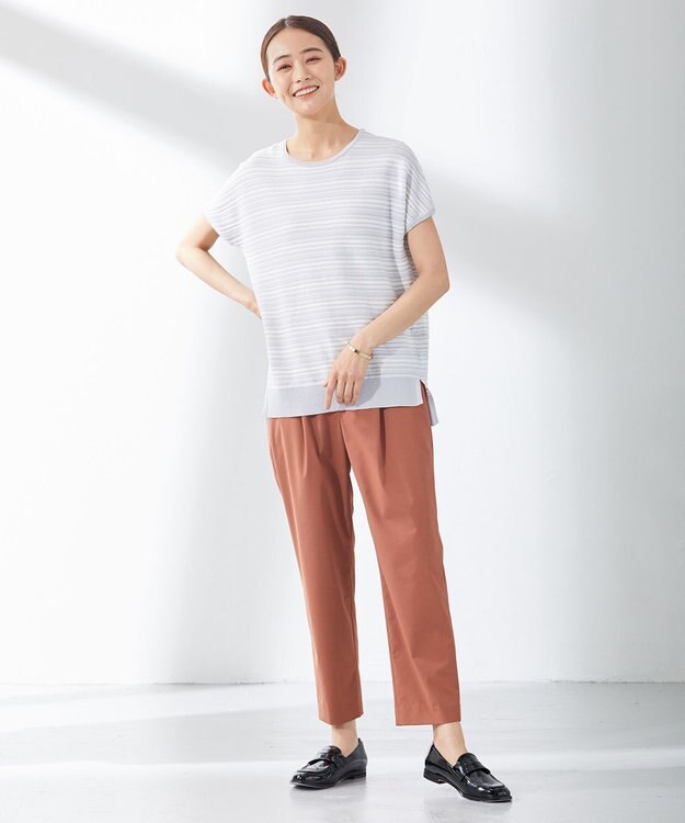 J.PRESS LADIES 【洗える】マイクロタイプライターストレッチ テーパード パンツ オレンジ系