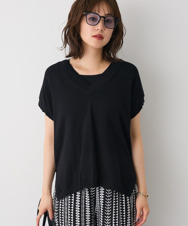 CRAFT STANDARD BOUTIQUE バックギャザーＶネックニットベスト Black