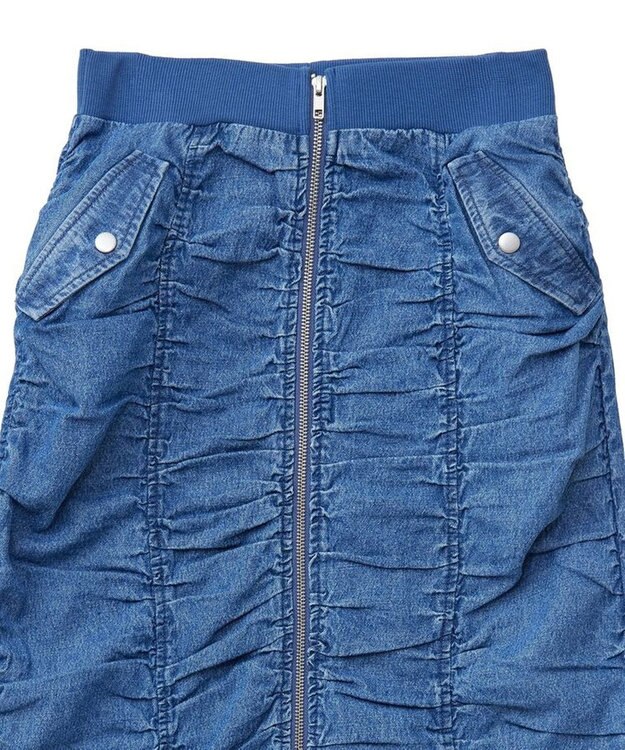 Green Parks ・ＳＵＧＡＲ　ＳＰＯＯＮデニムフロントＺＩＰナロースカート Indigo