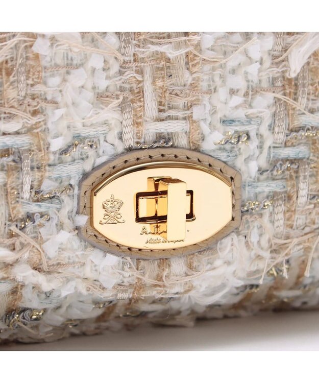 A.D.M.J. ファンシーツイードクラッチショルダー BEIGE/DAUPHIN