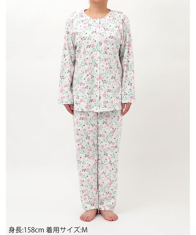 Wing 【数量限定　特別価格】 パジャマ 長袖 長ズボン 綿100％ スムース素材 レディース EP7993 ウイング／ワコール ピンク