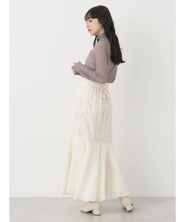 earth music&ecology ジャガードシャーリングシアートップス Gray