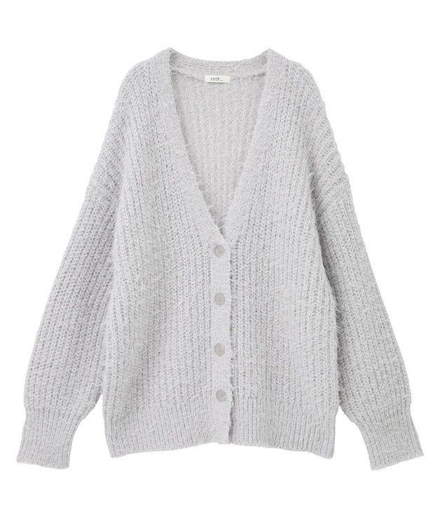 earth music&ecology 【予約】カラーミックスシャギーカーディガン グレー