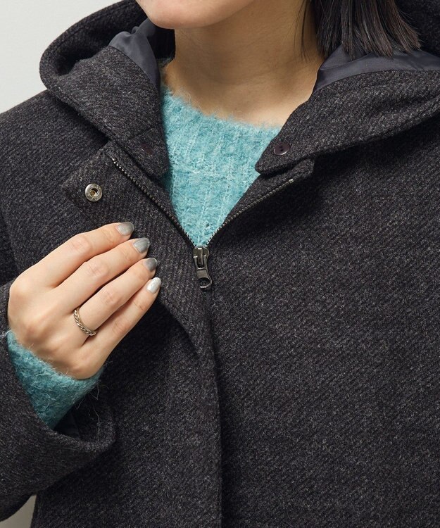 Green Parks ２ｗａｙフード取り外しＡラインコート Charcoal Gray