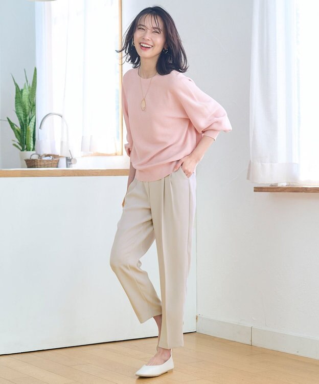 ANY 【ウエストゴム】コンフォート美脚パンツ サンドベージュ