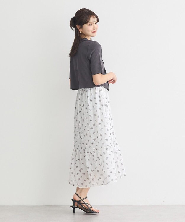 earth music&ecology 花柄シアーポップコーンキャミワンピース Off White