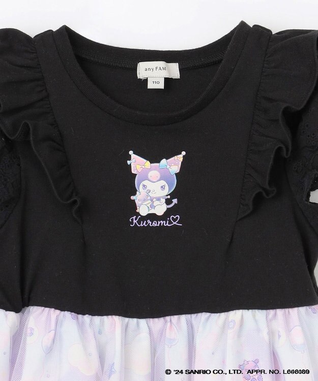 ANY KIDS 【サンリオキャラクターズ×any FAM】オン・オフショルダーチュールワンピース ブラック×クロミ