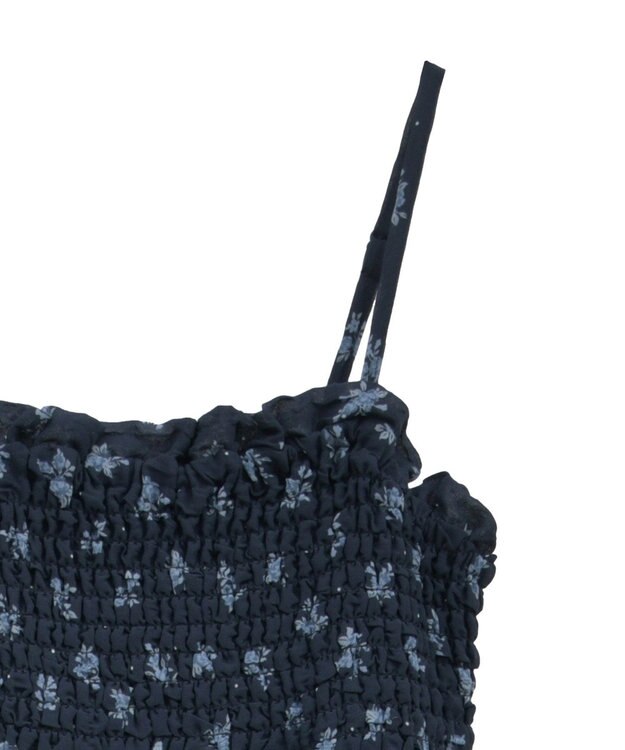 earth music&ecology 花柄シアーポップコーンキャミワンピース Navy