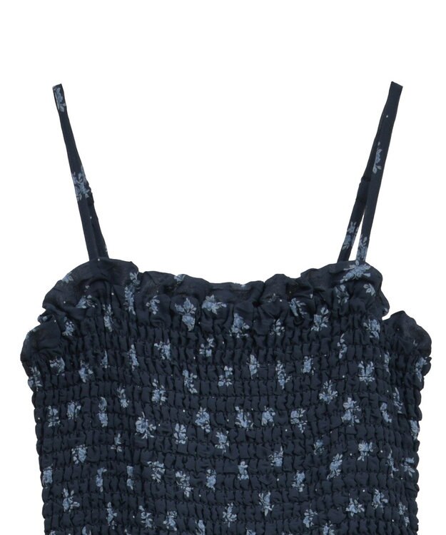 earth music&ecology 花柄シアーポップコーンキャミワンピース Navy