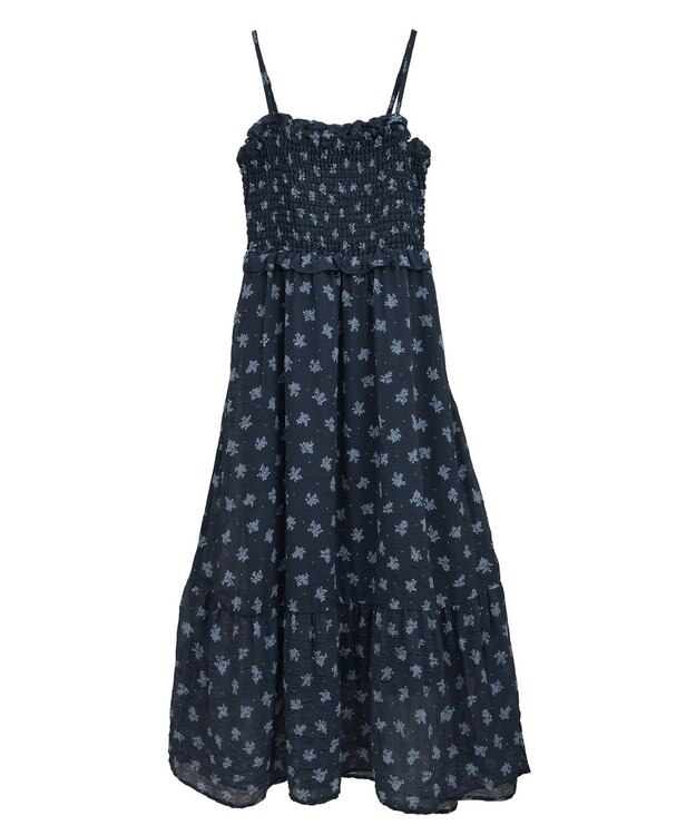 earth music&ecology 花柄シアーポップコーンキャミワンピース Navy