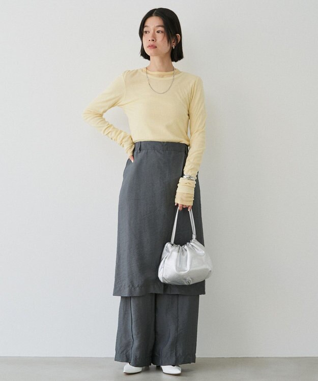 russet レザー巾着4WAYショルダーバッグ(CE-1454) Silver