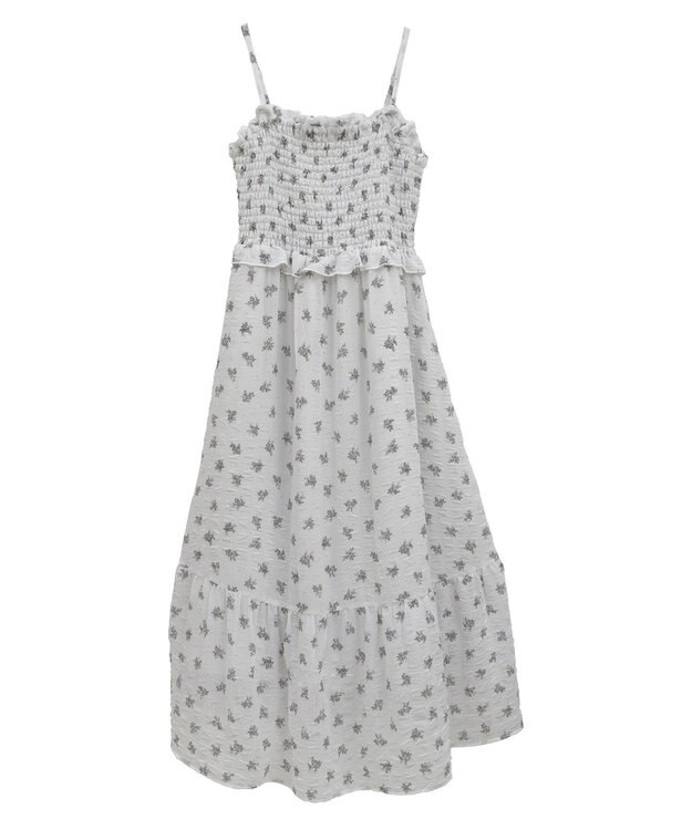 earth music&ecology 花柄シアーポップコーンキャミワンピース Off White