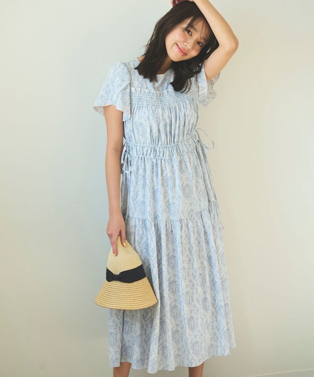 極美品✨エトロ　ロングワンピース　ベルト　パッチワークプリント　フラワー　46 洗える】フラワープリントドロスト ワンピース / Feroux