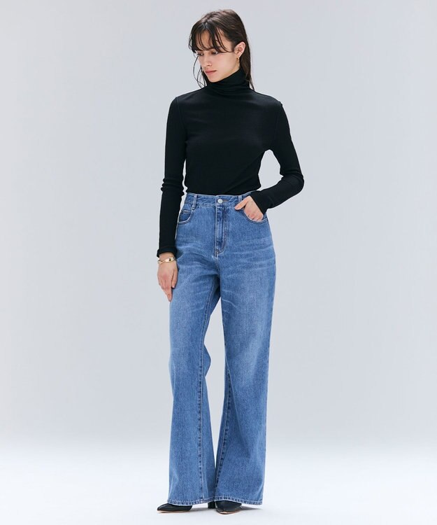 BEIGE， 【洗える・GISELe 10月号掲載】FORD / ウール配色メローハイネックカットソー Black