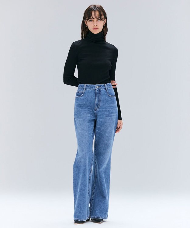 BEIGE， 【洗える・GISELe 10月号掲載】FORD / ウール配色メローハイネックカットソー Black