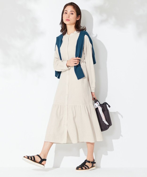 ANY 【洗える】ライトリネンクロス ワンピース サンドベージュ
