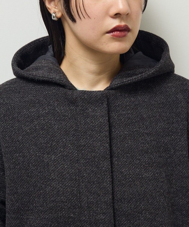 Green Parks ２ｗａｙフード取り外しＡラインコート Charcoal Gray