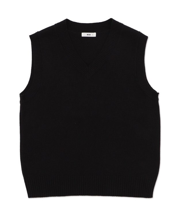 WEGO 【SCHOOLITEM】無地ニットベスト ブラック