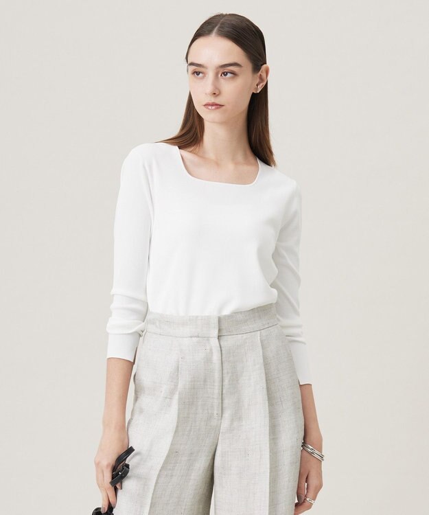 ICB 【洗える】 シンセティックフルニードル ニットプルオーバー オフホワイト系