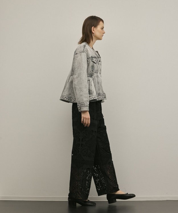 GRACE CONTINENTAL ペプラムデニムジャケット グレー