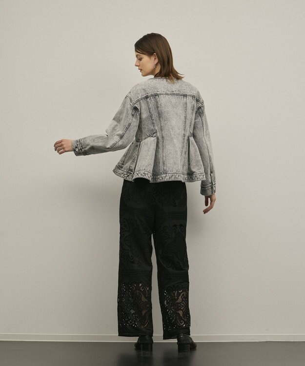 GRACE CONTINENTAL ペプラムデニムジャケット グレー