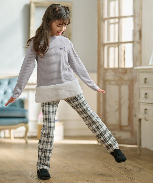 組曲 KIDS 【110-140㎝】ファー トレーナー ライトグレー系