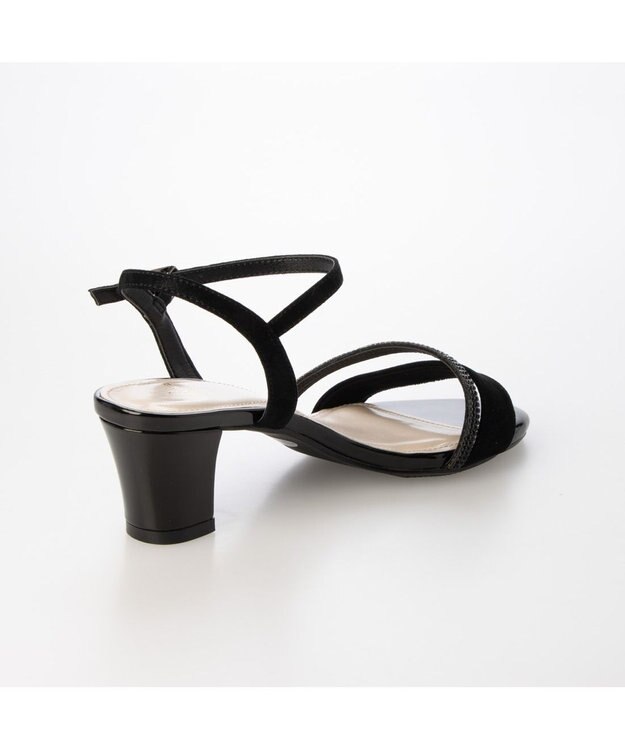 Riz raffinee <Riz raffinee>ラインストーンデザインサンダル ブラックメタリック