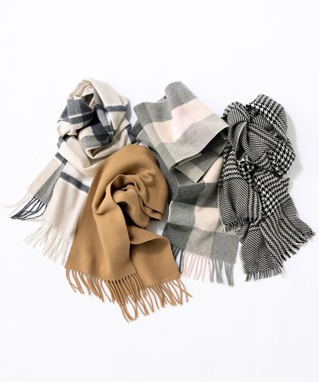 23区 カシミヤ マフラー ベージュ×ライトグレー