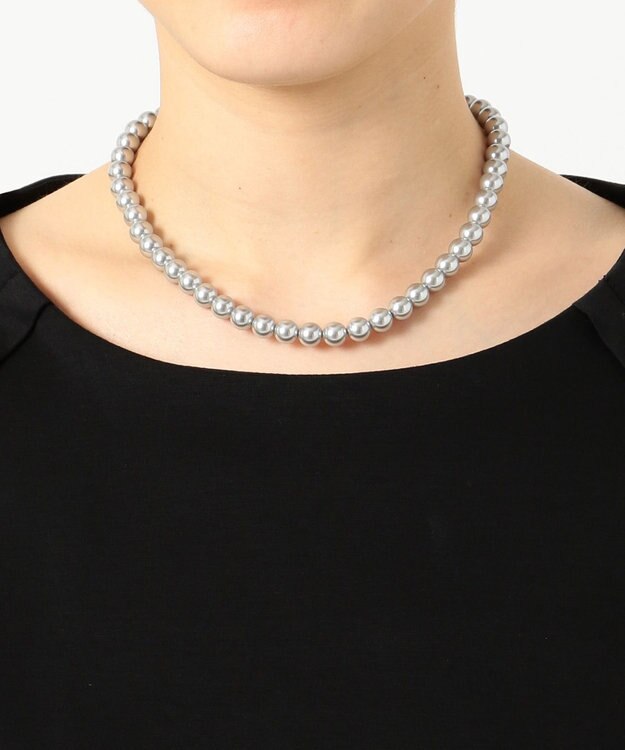 自由区 FORMAL 【日本製】パール調ネックレス（グレー） ブラック系