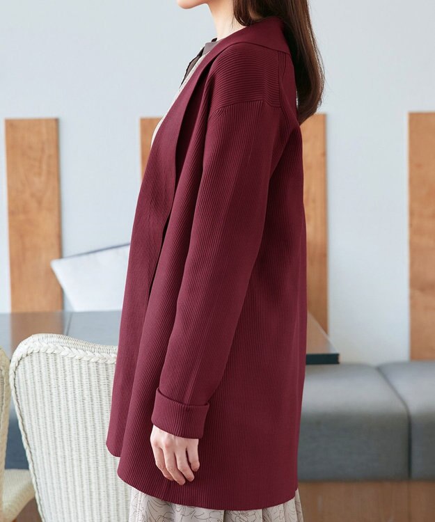 Tiaclasse 【洗える】リブ編み着流しカーディガン ボルドー