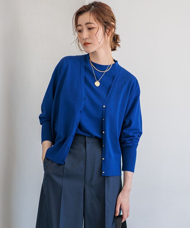 23区 【洗える】ヴィスコースストレッチ ドルマンスリーブ カーディガン ブルー系