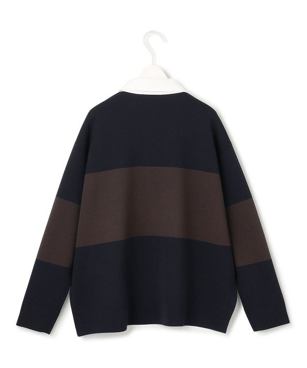 ICB 【洗える】 シンセティックダブルフェイス ラガーニットプルオーバー ネイビー×ダークブラウン系