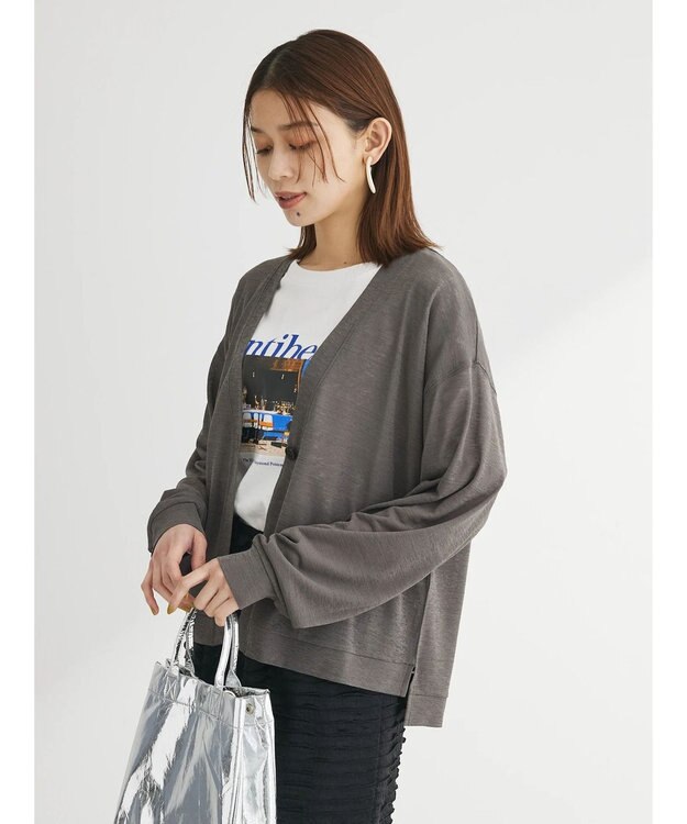 Green Parks Ｖネックシアーカットカーディガン Gray