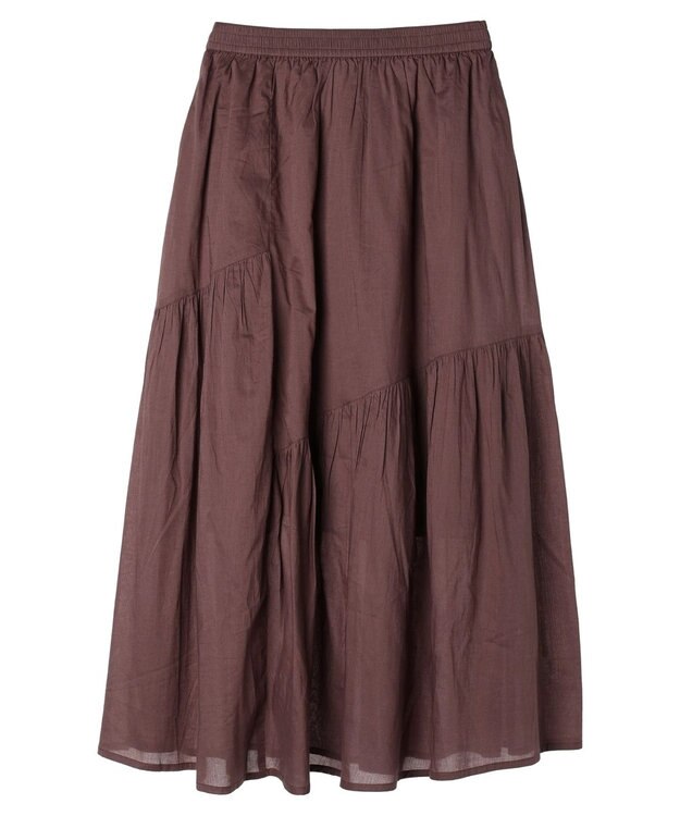 earth music&ecology コットンボイルランダム切替フレアスカート Brown