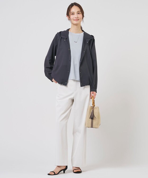 J.PRESS LADIES 麻シェルドライ ワイド ストレート パンツ ナチュラル系