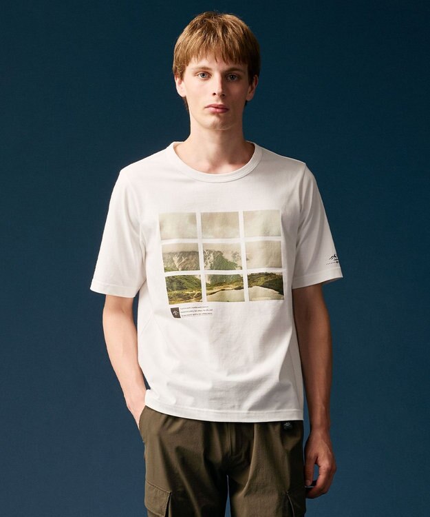 JOSEPH ABBOUD MOUNTAIN 【秋カラー/JAPANファブリック/吸水速乾】プレーティング天竺  アウトドアフォト Tシャツ ホワイト系