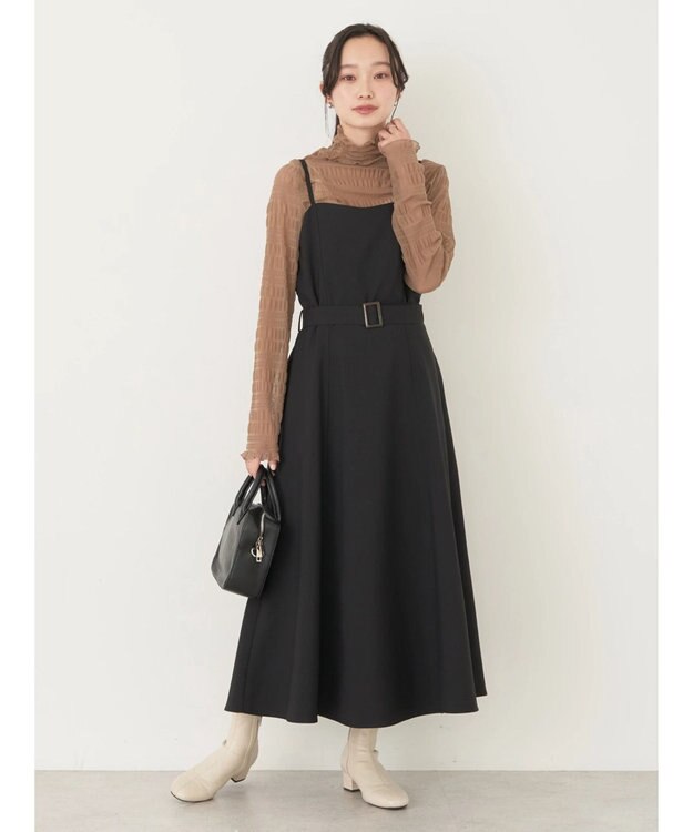 earth music&ecology ウエストマークキャミワンピース Black