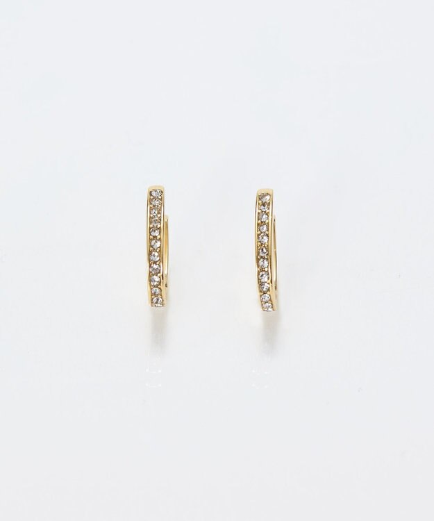 Phoebe 【金属アレルギー対応】ワンタッチライナーオーバルビジューフープピアス　ゴールド ゴールド