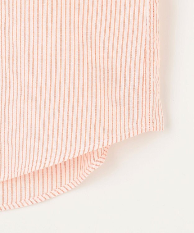 JOSEPH ABBOUD 【キングサイズ・サスティナブル・７分袖】コットンリヨセルリネンコードストライプ シャツ オレンジ系1