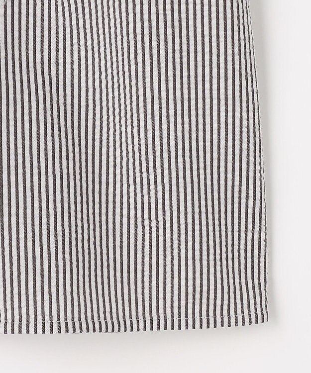 J.PRESS LADIES 【一枚で着映え】サッカージャージー バンドカラー カットソー スレートブラウンストライプ系1