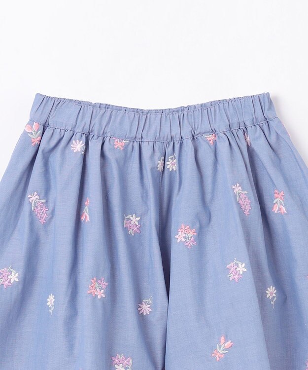 ANY KIDS フラワー 刺繍 キュロット デニムブルー