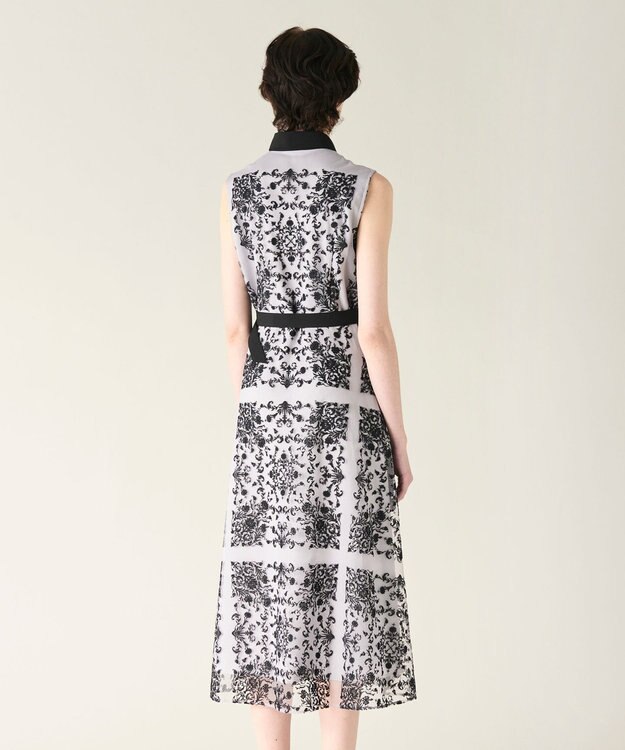 GRACE CONTINENTAL 刺繍フレアドレス グレー